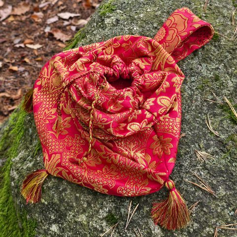 SAC DE DAME MÉDIÉVAL, XVE SIÈCLE, BROCART