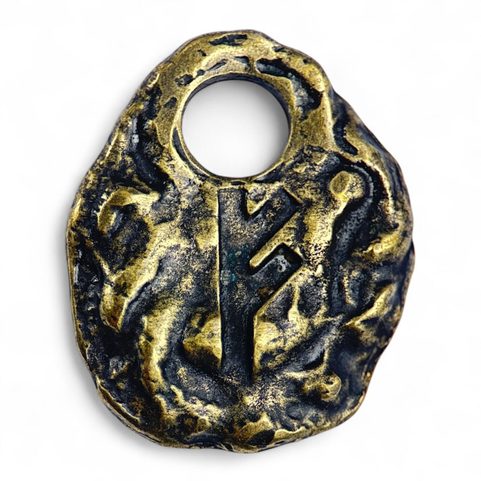 FEHU - RUNE, OLD BRASS