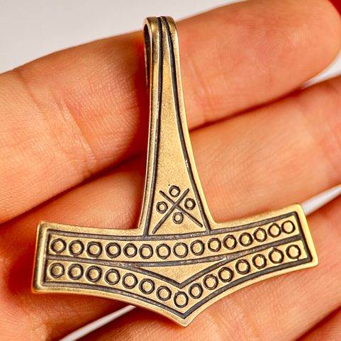 LARGE THOR'S HAMMER, ROMERSDAL, DENMARK, BRONZE, PENDANT