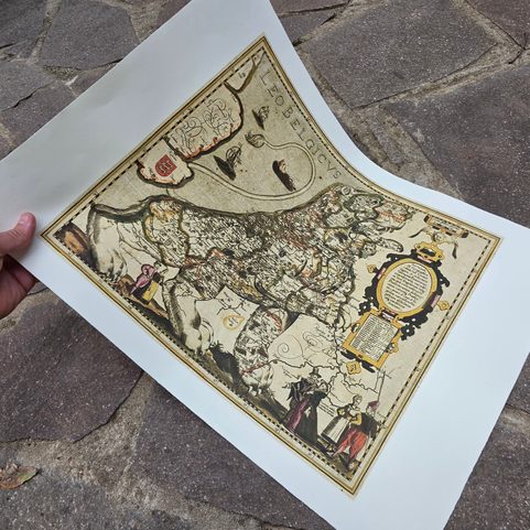 LEO BELGICUS, HISTORISCHE KARTE, HANDGESCHÖPFTES PAPIER