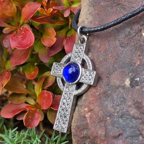 ANHÄNGER KELTISCHES KREUZ, BLAU