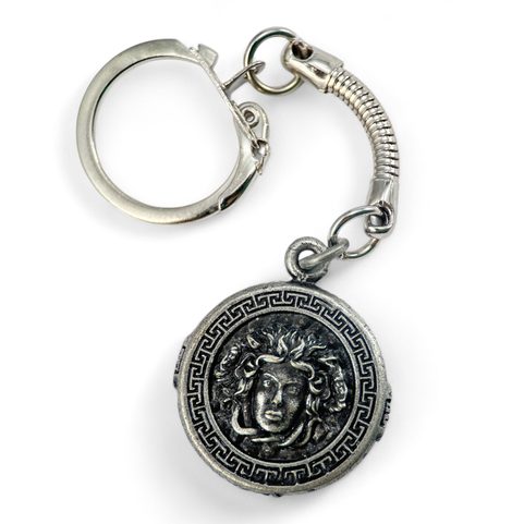 GREEK MEDUSA, KEYRING ZINC ANTIQUE SILVER