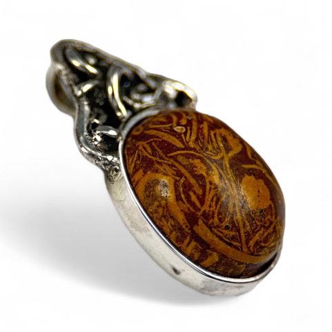 CELTICA, JASPE SERPENT, PENDENTIF EN ARGENT, AG 925/1000