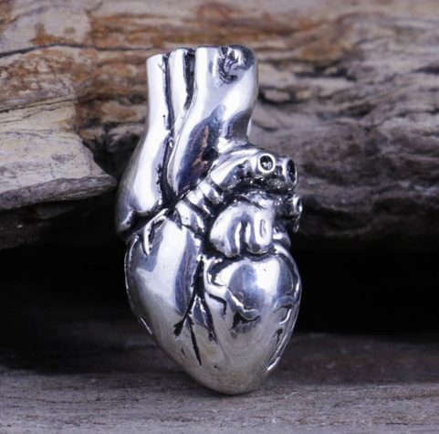 COEUR ANATOMIQUE, PENDENTIF, ARGENT 925