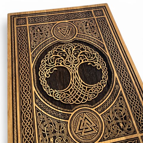 YGGDRASIL AND VALKNUT - WALL DECORATION, WOOD 32X44CM