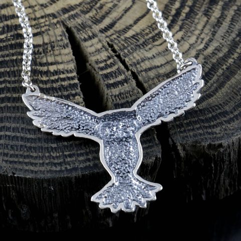 HIBOU VOLER, PENDENTIF EN ARGENT