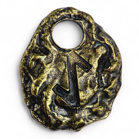 IHWAZ - RUNE, OLD BRASS