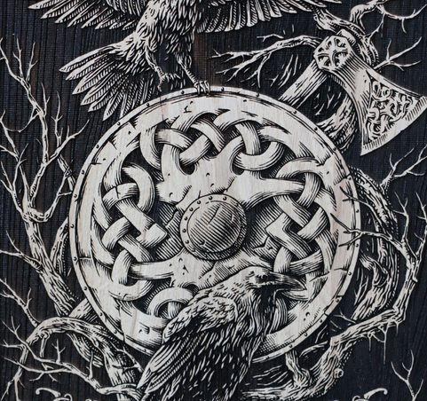HUGINN ET MUNINN - DÉCORATION MURALE, 30X40, BOIS