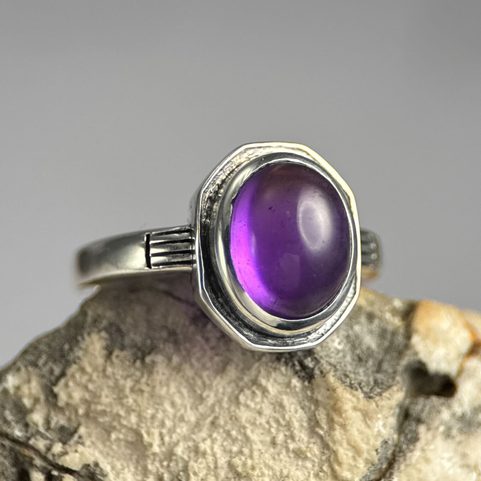MEDIEVAL SILVER RING, AMETHYST, AG 925/1000