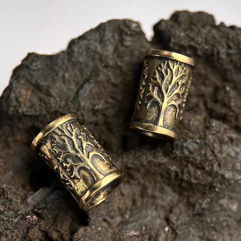 BEARD BEAD WITH TREE, BRONZE