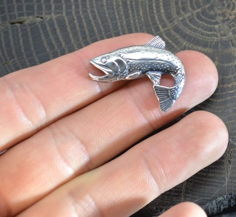 TROUT - FISH, PENDANT, STERLING SILVER
