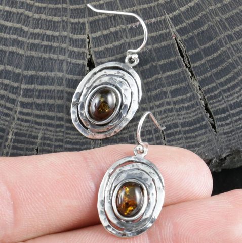 ZARIA, BOUCLES D'OREILLES EN AMBRE, ARGENT