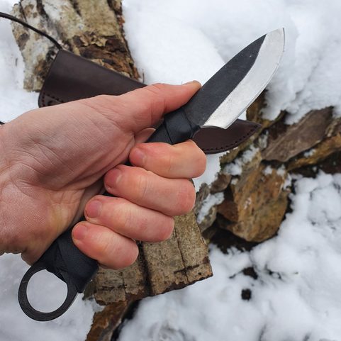 GLEN KNIFE FOR CRAFTSMEN WITH SHORT BLADE + LEATHER SHEATH