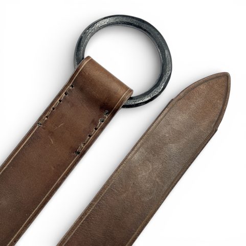 ALBAN, LEATHER BELT WITH FORGED BUCKLE