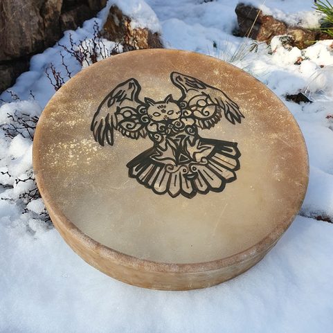 CELTIC OWL SHAMANIC FRAME DRUM 40 CM