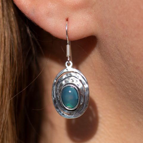 AQUARIUS, OHRRINGE, SILBER 925 - BLAUER CHALZEDON