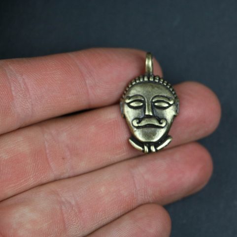 CELTIC HEAD, MSECKE ZEHROVICE, BOHEMIA, ZINC PENDANT, ANTIQUE BRASS