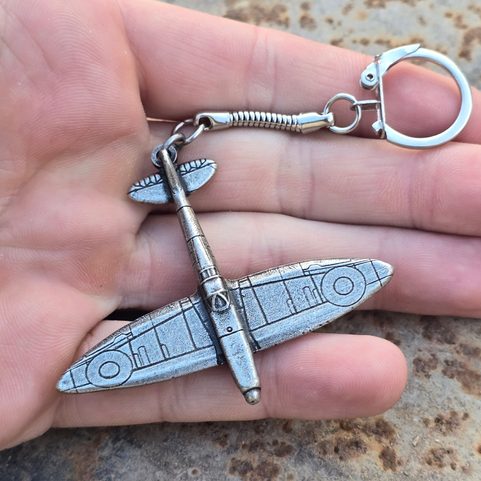SUPERMARINE SPITFIRE KEY CHAIN, AIRCRAFT PENDANT, ZINC