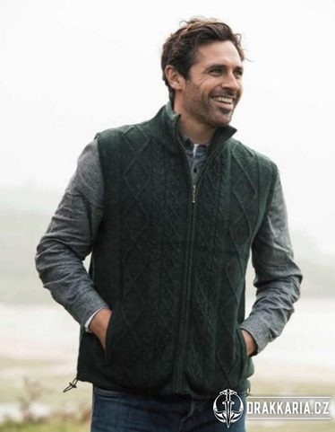 GILET DOUBLÉ RONAN POUR HOMME, LAINE IRLANDAISE BLEUE