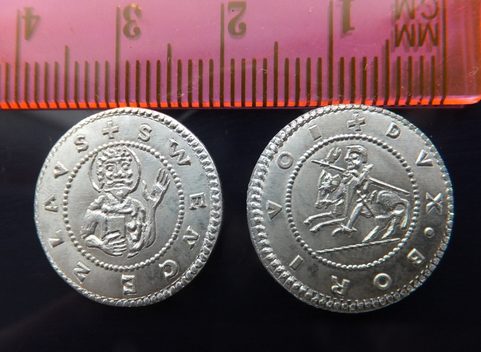 BORIVOJ II. DENARIUS, MEDIEVAL COIN, PEWTER REPLICA