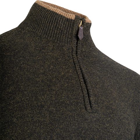 ASHCOMBE 100% LAMBSWOOL ZIPKNIT DARK OLIVE JACK PYKE OF ENGLAND