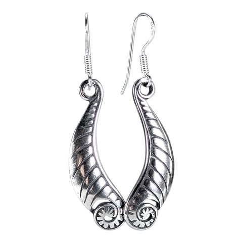 BOUCLES D’OREILLES EN ARGENT, FOUGÈRE, AG 925