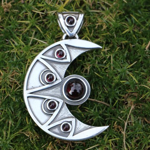 LUNA - PENDENTIF, GRENAT. ARGENT