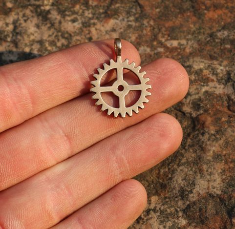 COG WHEEL, BRONZE PENDANT