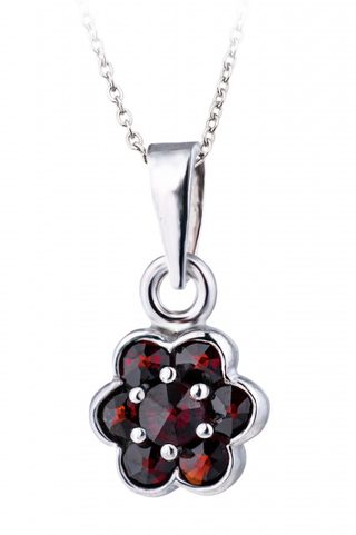 FLOWER, PENDANT, GARNET, SILVER 925/1000
