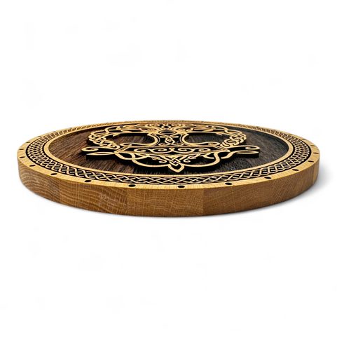 HELM OF AWE, ICELANDIC MAGICAL EMBLEM, WOODEN WALL PAINTING 32CM