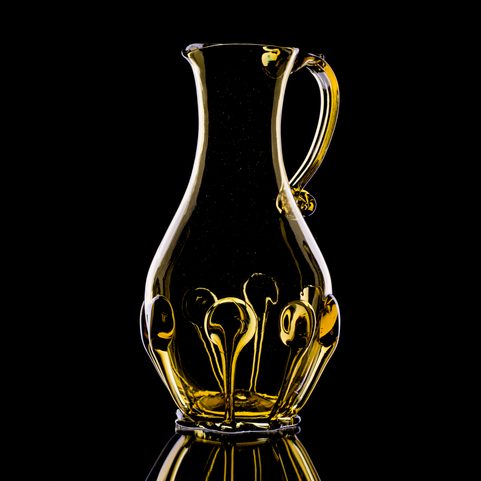 PERCHTA - JUG, BOHEMIAN MEDIEVAL GREEN GLASS