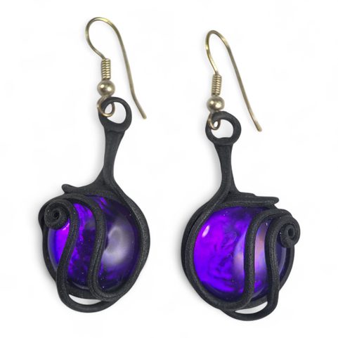 BOUCLES D'OREILLES EN VERRE VIOLET