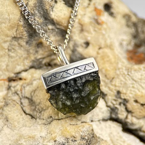 ORION, PENDENTIF - MOLDAVITE, ARGENT 925/1000