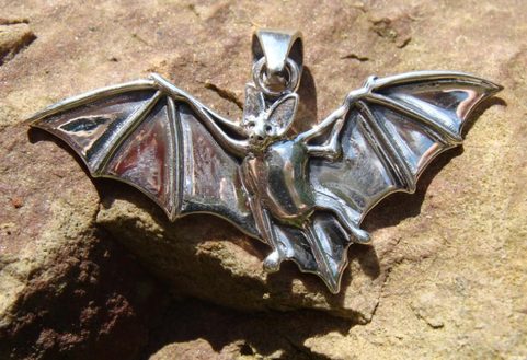 FLYING BAT, SILVER PENDANT