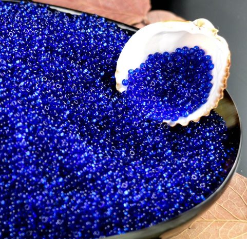 ROCAILLE TCHÈQUE PRECIOSA, TRANSPARENT BLEU 10/0
