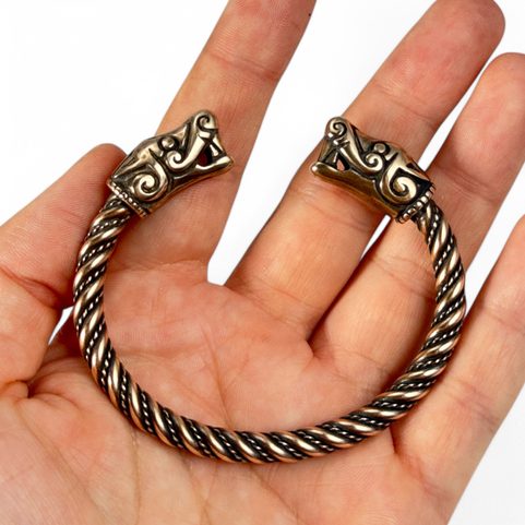 VIKING WOLF, BRACELET FROM BURG, SWEDEN, BRONZE