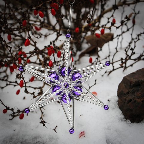 PURPLE STAR, YULE DECORATION FROM BOHEMIA