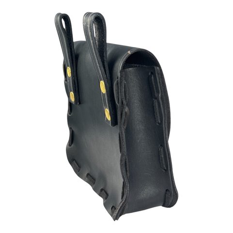 LEATHER HISTORICAL BELT BAG, ANTLER, BLACK