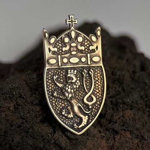 ST. WENCESLAS CROWN - CZECH LION, PENDANT, BRONZE