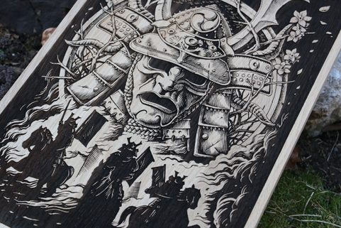 SAMURAI WALL DECORATION OAK 32X46CM