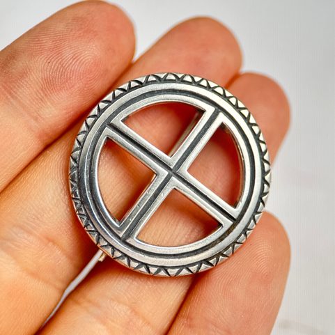 SUN CROSS, SILVER BROOCH