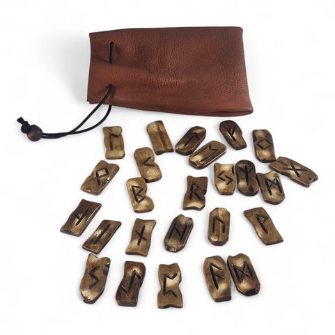 FUTHARK, RUNES OF THE HORN, LEATHER POUCH