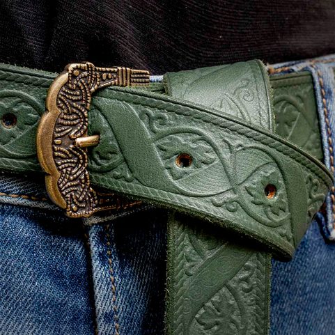 VINUM, GOKSTAD BELT, GREEN, LEATHER