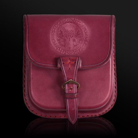 ALBA, SCOTTISH THISTLE, LEATHER BELT BAG - RED