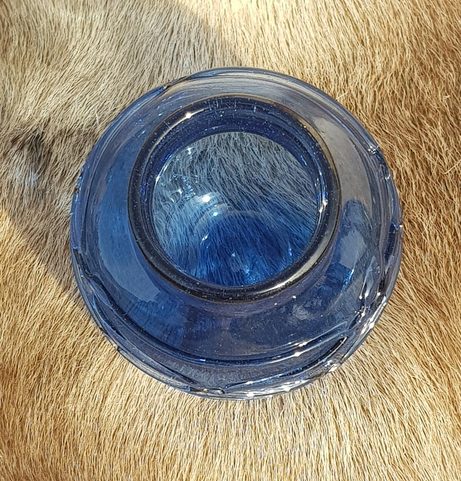 INKWELL, BLUE HISTORICAL GLASS