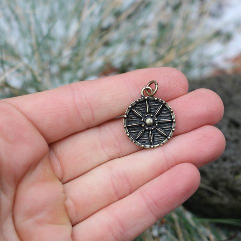 VIKING SHIELD, PENDANT, ZINC ANTIQUE BRASS