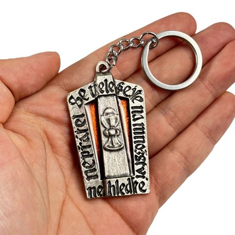 HUSSITE SHIELD, KEY RING, ZINC, ENAMEL