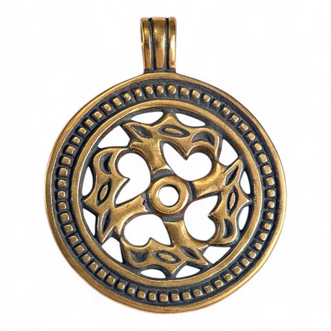 SLAVIC ANIMAL SHAPED SWASTIKA, BRONZE PENDANT - LARGE