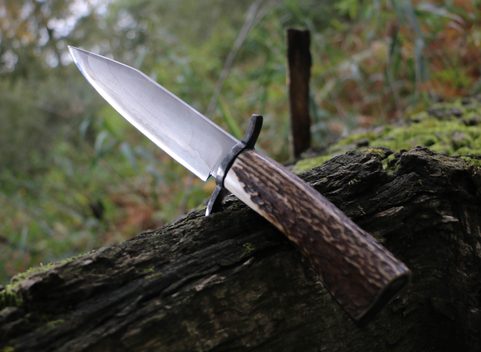 HOLT, BOWIE KNIFE WITH ANTLER, HAMON HARDENING