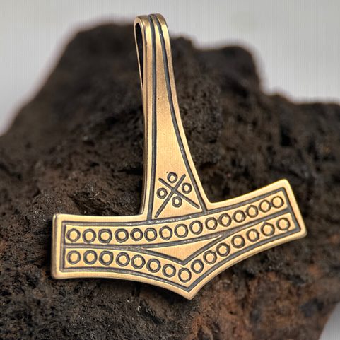LARGE THOR'S HAMMER, ROMERSDAL, DENMARK, BRONZE, PENDANT